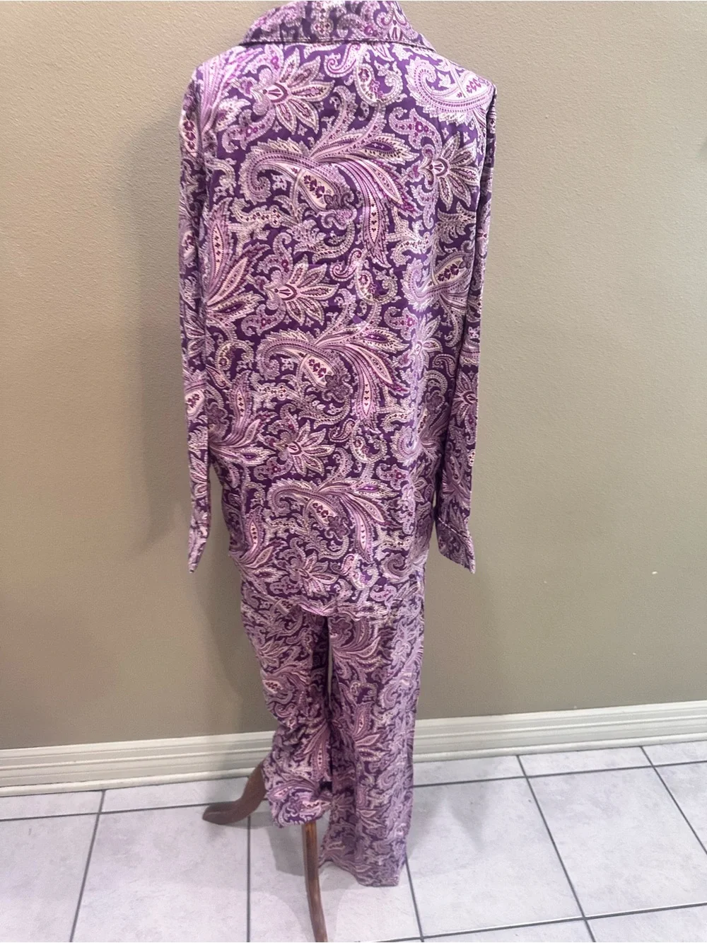Lauren Ralph Lauren Purple Paisley Cotton Pajama Set Classic Button-Front XL